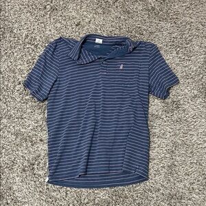 johnnie-O Navy and White Striped Polo